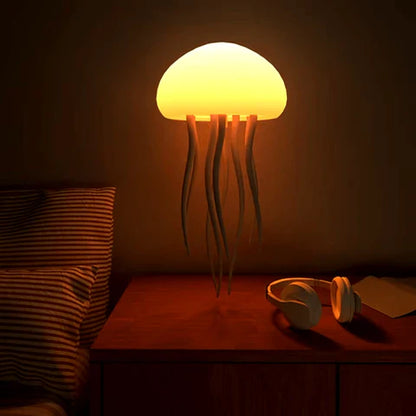 RGB Gradient Jellyfish Atmosphere Bedside Lamp with Rechargeable Function, Touch Sensor, and Voice Control