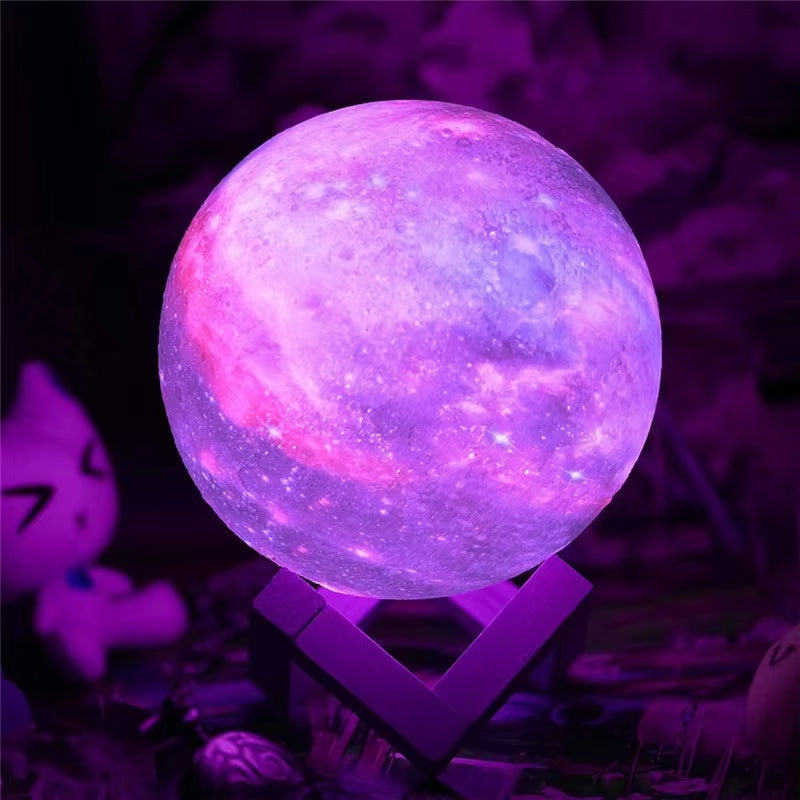 3D Print Moon Lamp 16 Colors Remote LED Night Light Rechargeable Atmosphere Nightlight Indoor Room Bedroom Decor Chirstmas Gifts