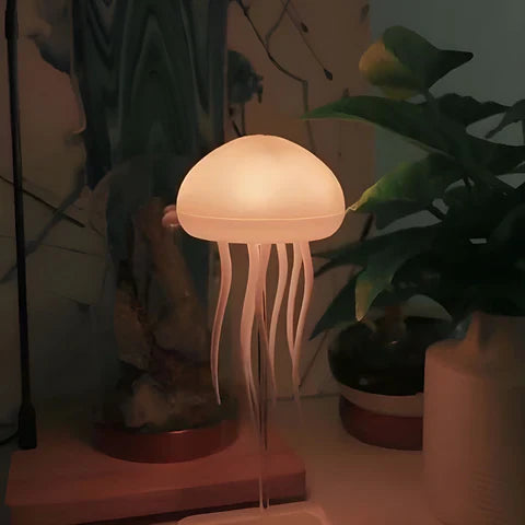 RGB Gradient Jellyfish Atmosphere Bedside Lamp with Rechargeable Function, Touch Sensor, and Voice Control